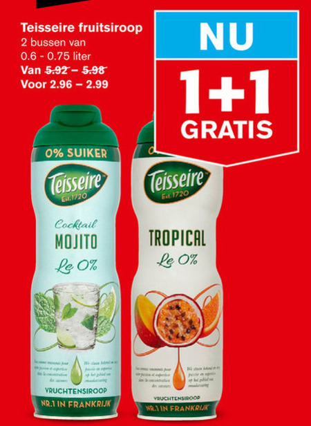 Teisseire   limonadesiroop folder aanbieding bij  Hoogvliet - details