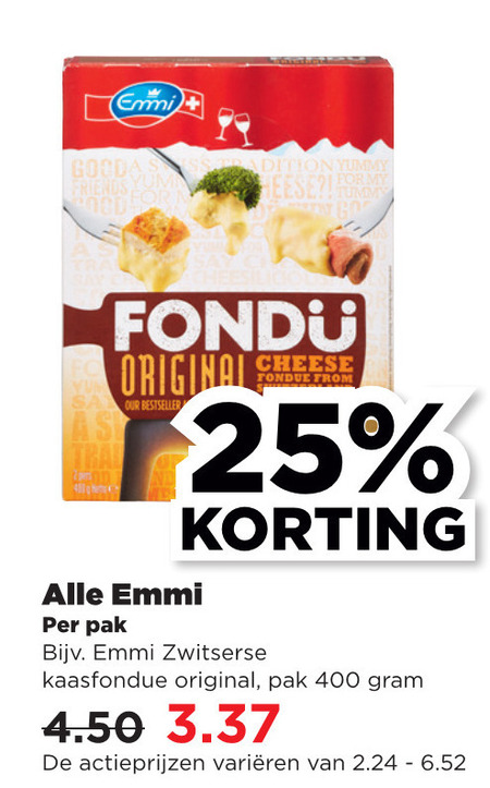 Emmi   kaasfondue folder aanbieding bij  Plus - details