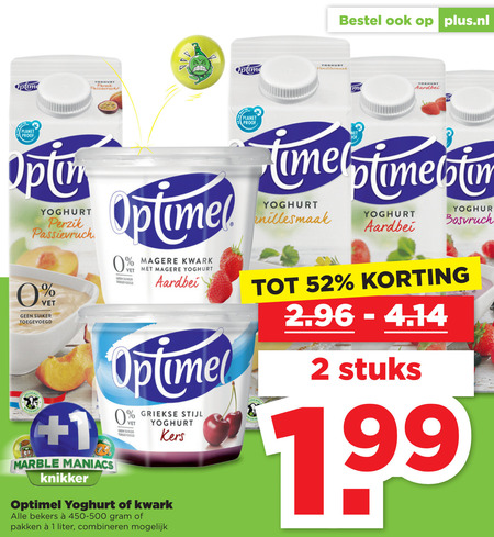 Optimel   vruchtenyoghurt, kwark folder aanbieding bij  Plus - details