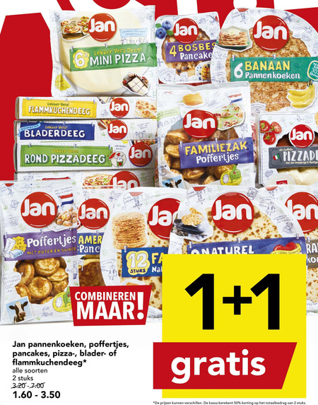 Jan   pizzadeeg, pannenkoek folder aanbieding bij  Deen - details