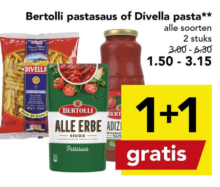 Bertolli   pastasaus, pasta folder aanbieding bij  Deen - details