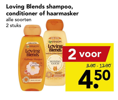 Garnier Loving Blends   conditioner, shampoo folder aanbieding bij  Deen - details