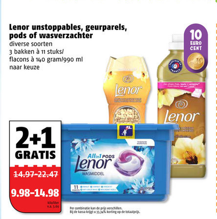 Lenor   wasverzachter, wasmiddel folder aanbieding bij  Poiesz - details