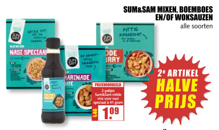 Sum and Sam   woksaus, boemboe folder aanbieding bij  MCD Supermarkt Basis - details