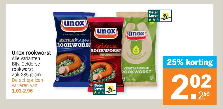 Unox   rookworst folder aanbieding bij  Albert Heijn - details