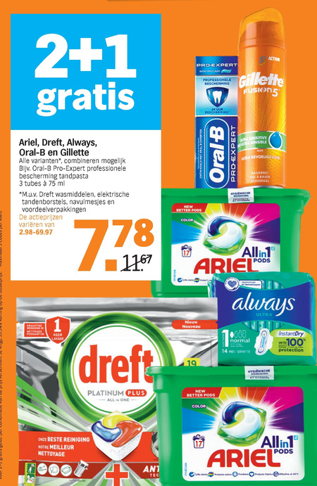 Ariel   vaatwasmiddel, scheergel folder aanbieding bij  Albert Heijn - details