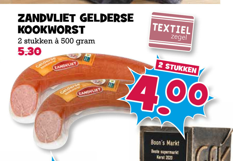 Zandvliet   gekookte gelderse worst folder aanbieding bij  Boons Markt - details