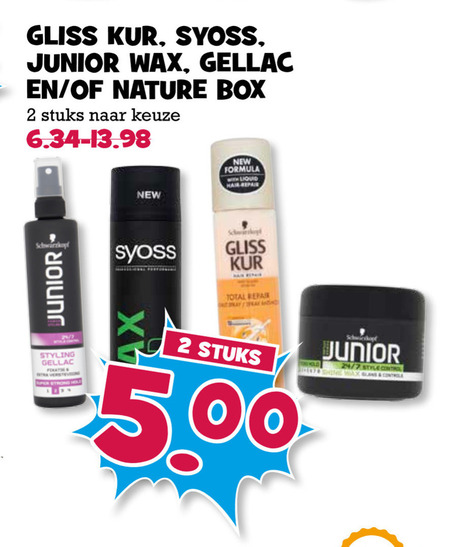 Junior   haargel, hairspray folder aanbieding bij  Boons Markt - details