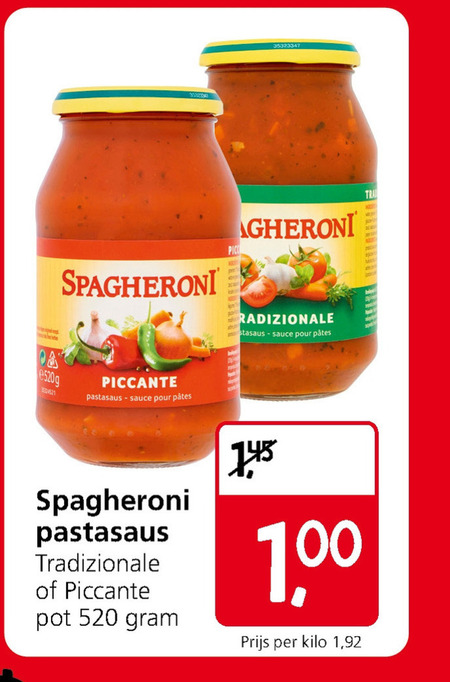 Spagheroni   pastasaus folder aanbieding bij  Jan Linders - details