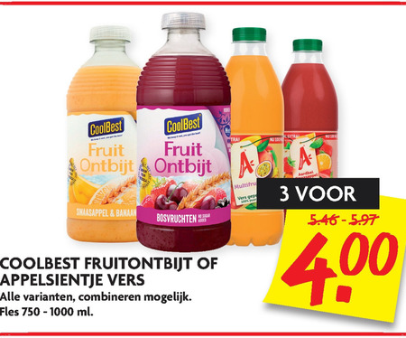 Coolbest   vruchtensap folder aanbieding bij  Dekamarkt - details