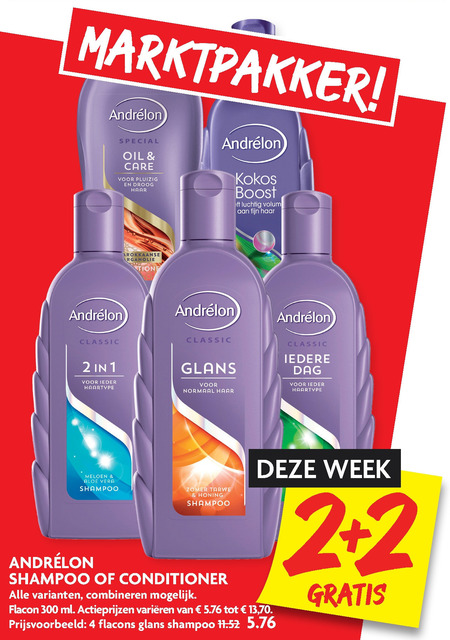 Andrelon   shampoo, conditioner folder aanbieding bij  Dekamarkt - details