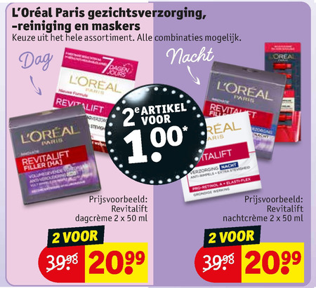 L Oreal   nachtcreme, dagcreme folder aanbieding bij  Kruidvat - details