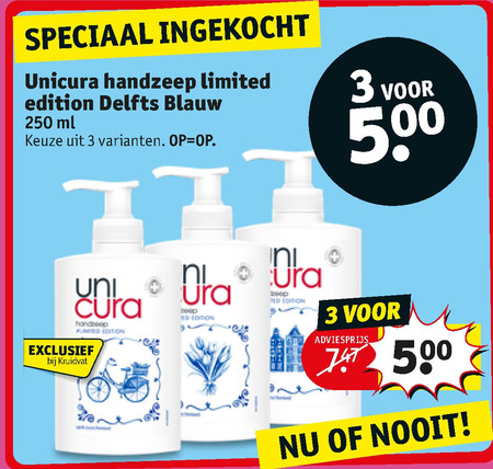 Unicura   handzeep folder aanbieding bij  Kruidvat - details