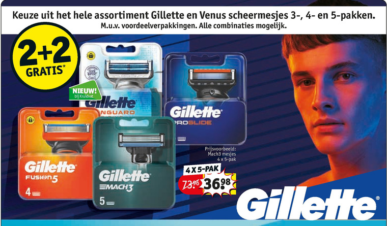 Gillette   scheermesjes folder aanbieding bij  Kruidvat - details