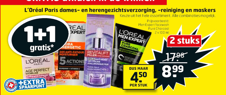 L Oreal   dagcreme, gezichtsreiniging folder aanbieding bij  Trekpleister - details