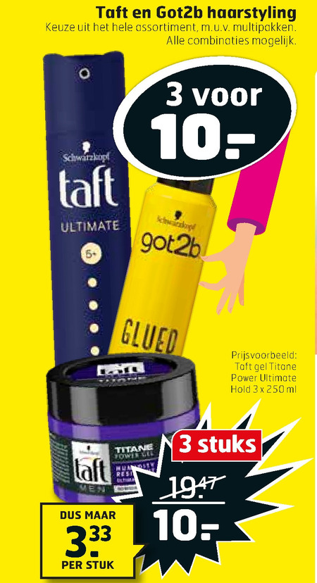 Taft   hairspray, haargel folder aanbieding bij  Trekpleister - details