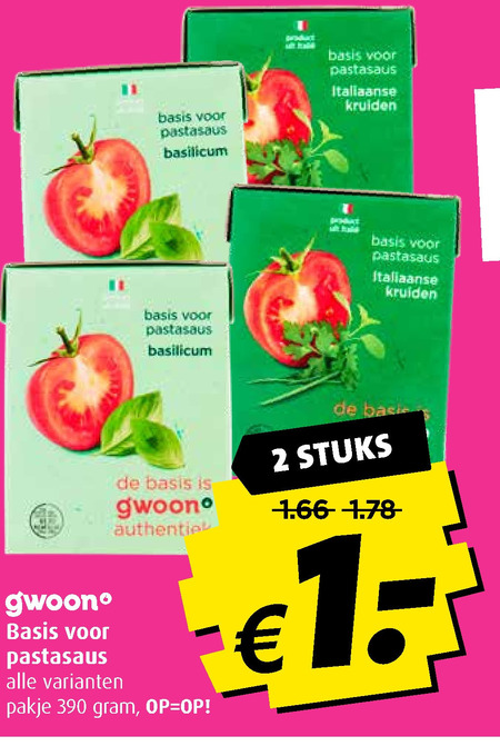 Gwoon   pastasaus folder aanbieding bij  Boni - details