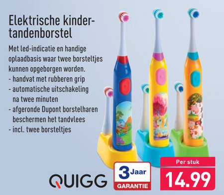 Quigg   elektrische kindertandenborstel folder aanbieding bij  Aldi - details