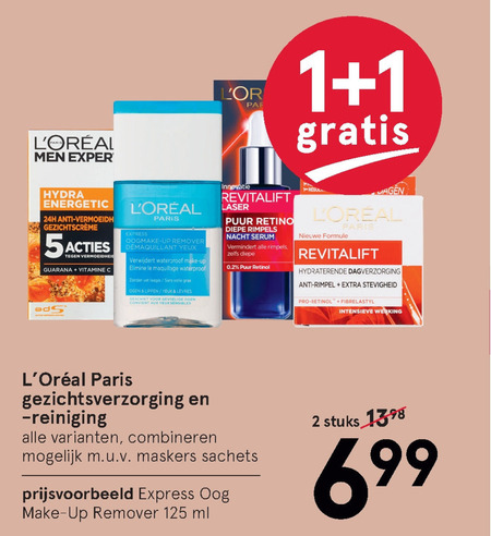 L Oreal   nachtcreme, gezichtsreiniging folder aanbieding bij  Etos - details