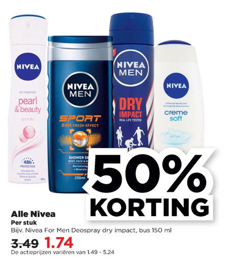 Nivea   deodorant, douchegel folder aanbieding bij  Plus - details