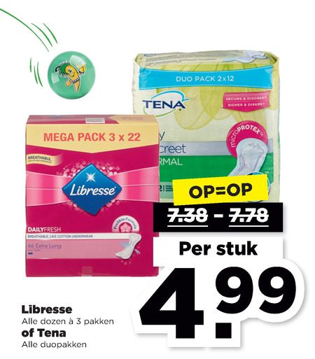 Tena Lady   maandverband, inlegkruisjes folder aanbieding bij  Plus - details