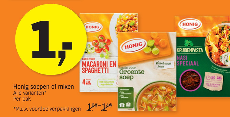 Honig   maaltijdmix, soep folder aanbieding bij  Albert Heijn - details