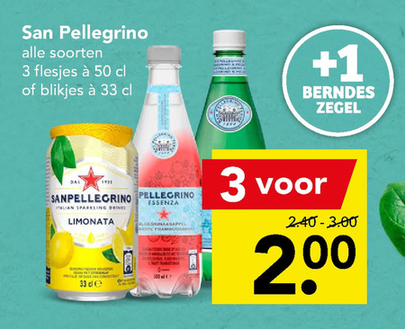 San Pellegrino   mineraalwater, fruitdrank folder aanbieding bij  Deen - details