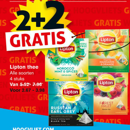 Lipton   thee folder aanbieding bij  Hoogvliet - details