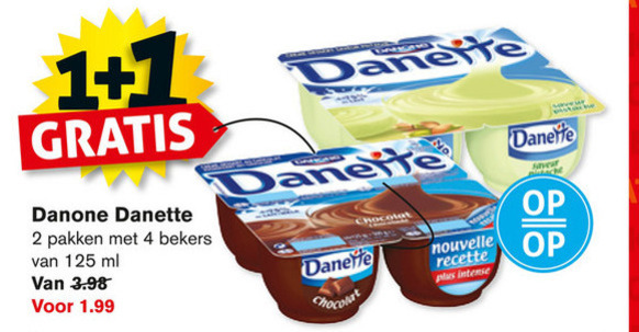 Danette   toetje folder aanbieding bij  Hoogvliet - details