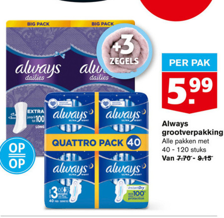 Always   inlegkruisjes, maandverband folder aanbieding bij  Hoogvliet - details