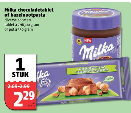 Milka   chocolade, hazelnootpasta folder aanbieding bij  Poiesz - details