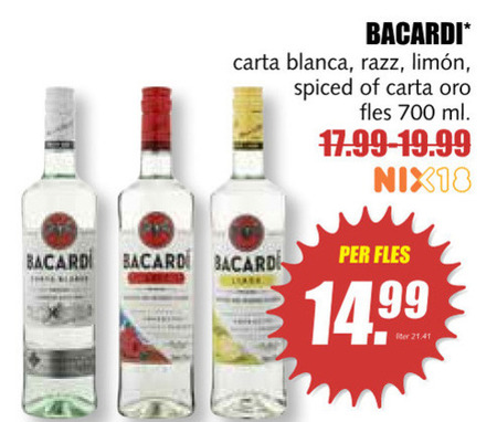 Bacardi   rum folder aanbieding bij  MCD Supermarkt Basis - details