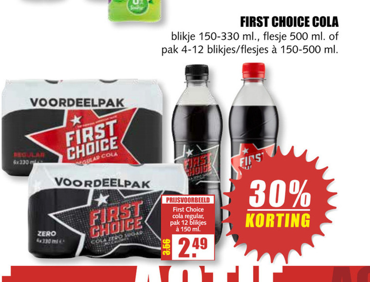 First Choice   cola folder aanbieding bij  MCD Supermarkt Basis - details