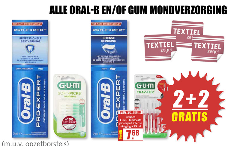 G.U.M.   tandenstokers, tandpasta folder aanbieding bij  MCD Supermarkt Basis - details