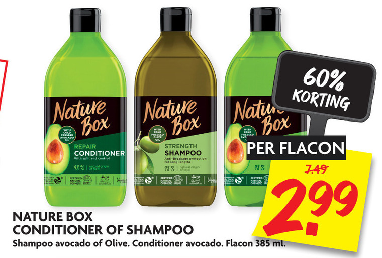 Nature Box   shampoo, conditioner folder aanbieding bij  Dekamarkt - details