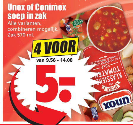 Unox   soep folder aanbieding bij  Dirk - details