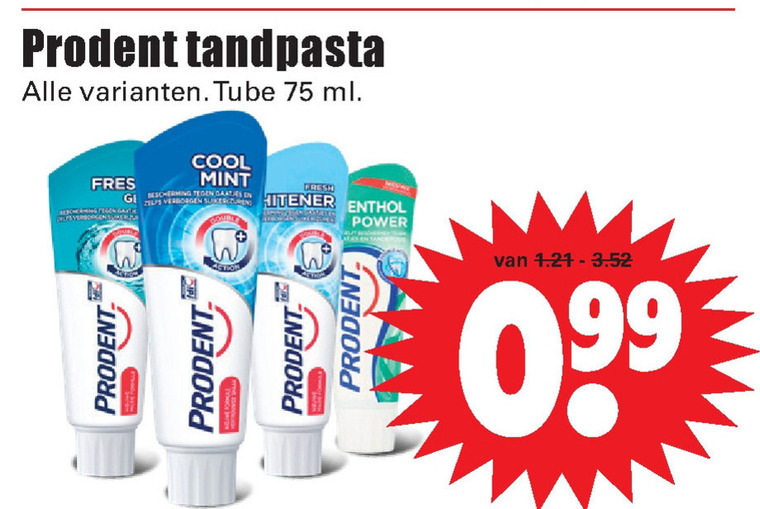 Prodent   tandpasta folder aanbieding bij  Dirk - details