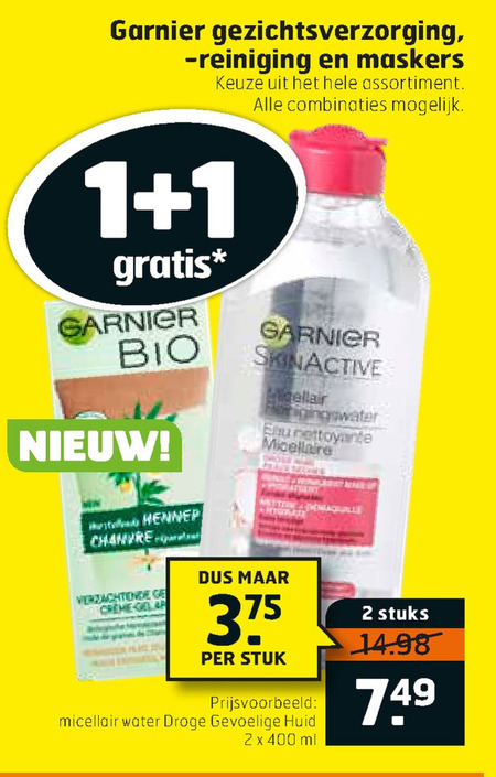 Garnier Skin Active   gezichtsreiniging, gezichtsmasker folder aanbieding bij  Trekpleister - details