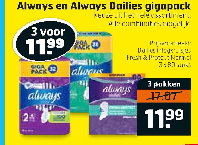 Always   inlegkruisjes, maandverband folder aanbieding bij  Trekpleister - details