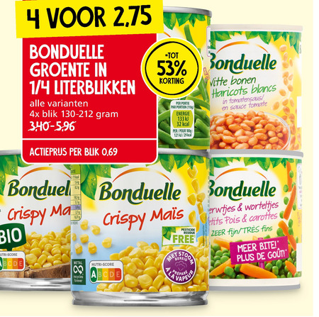 Bonduelle   groenteconserven folder aanbieding bij  Jan Linders - details