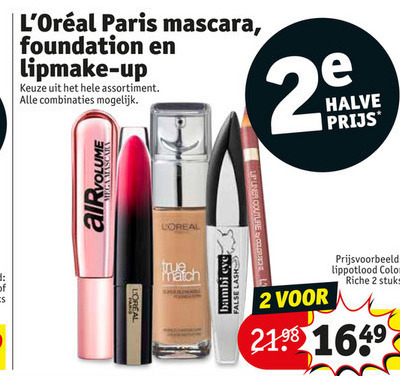 L Oreal   foundation, mascara folder aanbieding bij  Kruidvat - details