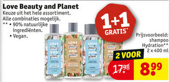 Love beauty and planet   shampoo, douchegel folder aanbieding bij  Kruidvat - details