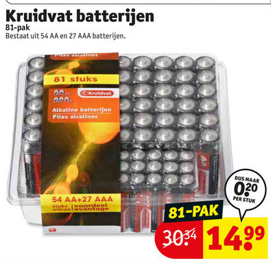 Kruidvat Huismerk   batterij folder aanbieding bij  Kruidvat - details