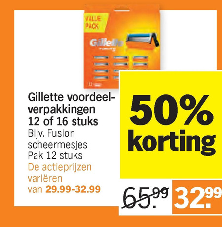 Gillette   scheermesjes folder aanbieding bij  Albert Heijn - details