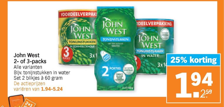 John West   tonijn in blik folder aanbieding bij  Albert Heijn - details