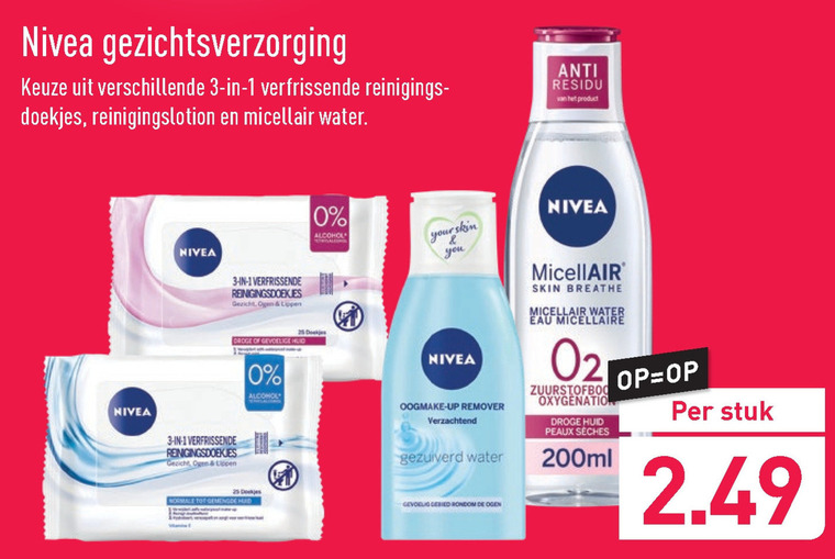 Nivea   gezichtsverzorging, reinigingsdoekje folder aanbieding bij  Aldi - details