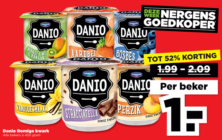 Danone Danio   kwark folder aanbieding bij  Plus - details