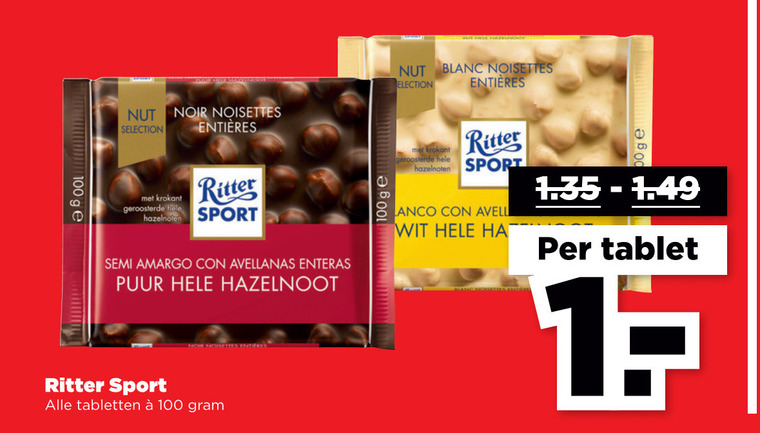 Ritter Sport   chocolade folder aanbieding bij  Plus - details