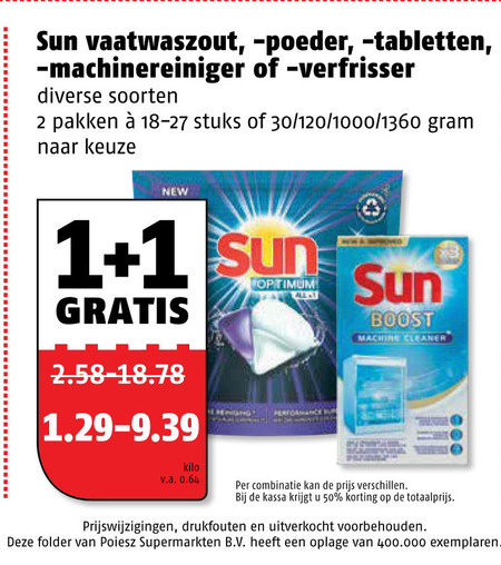 Sun   vaatwasmiddel folder aanbieding bij  Poiesz - details