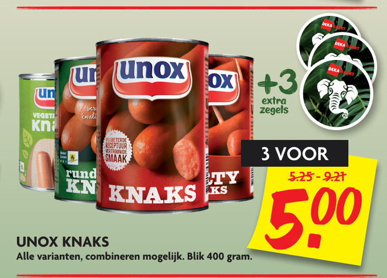 Unox   knakworst folder aanbieding bij  Dekamarkt - details